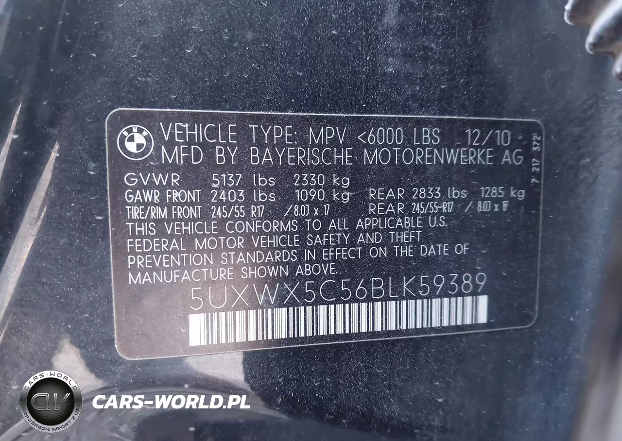 2011 BMW X3 xDrive28I VIN:5UXWX5C56BLK59389 - 9