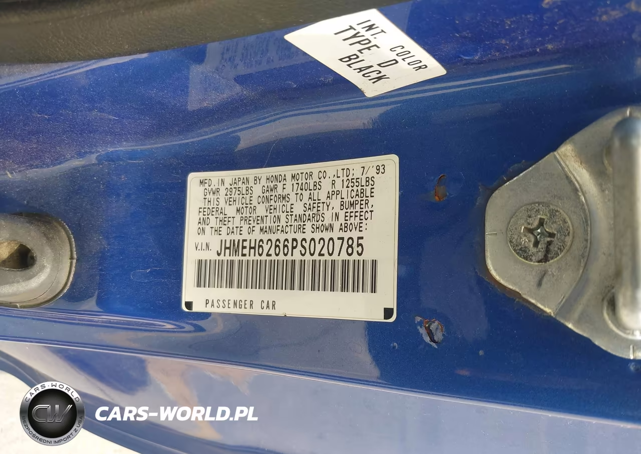 1993 Honda Civic Del Sol Si VIN:JHMEH6266PS020785 - 9