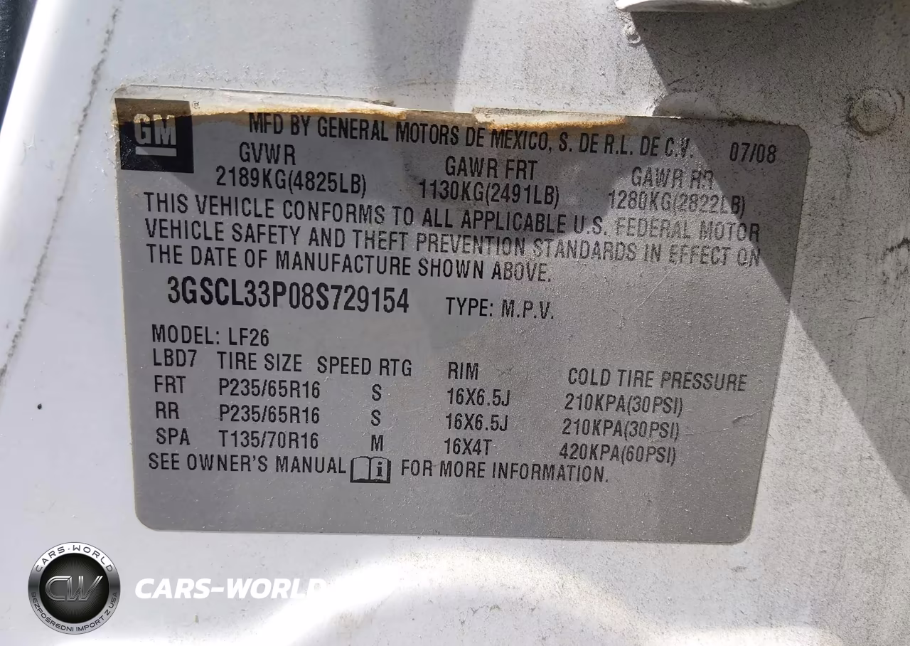 2008 Saturn Vue 4-Cyl Xe VIN:3GSCL33P08S729154 - 9