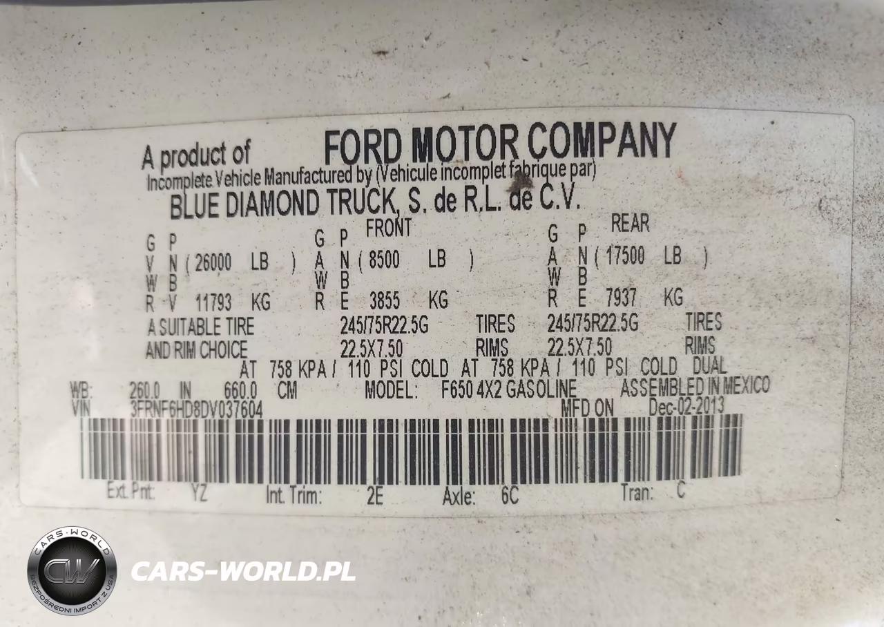 2013 Ford F-650 Gas Xl-Xlt VIN:3FRNF6HD8DV037604 - 8