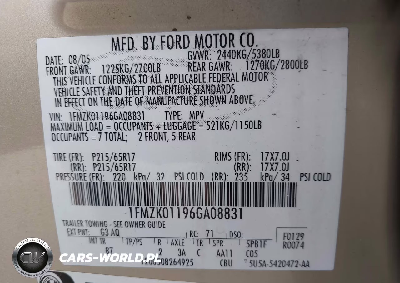 2006 Ford Freestyle Se VIN:1FMZK01196GA08831 - 9