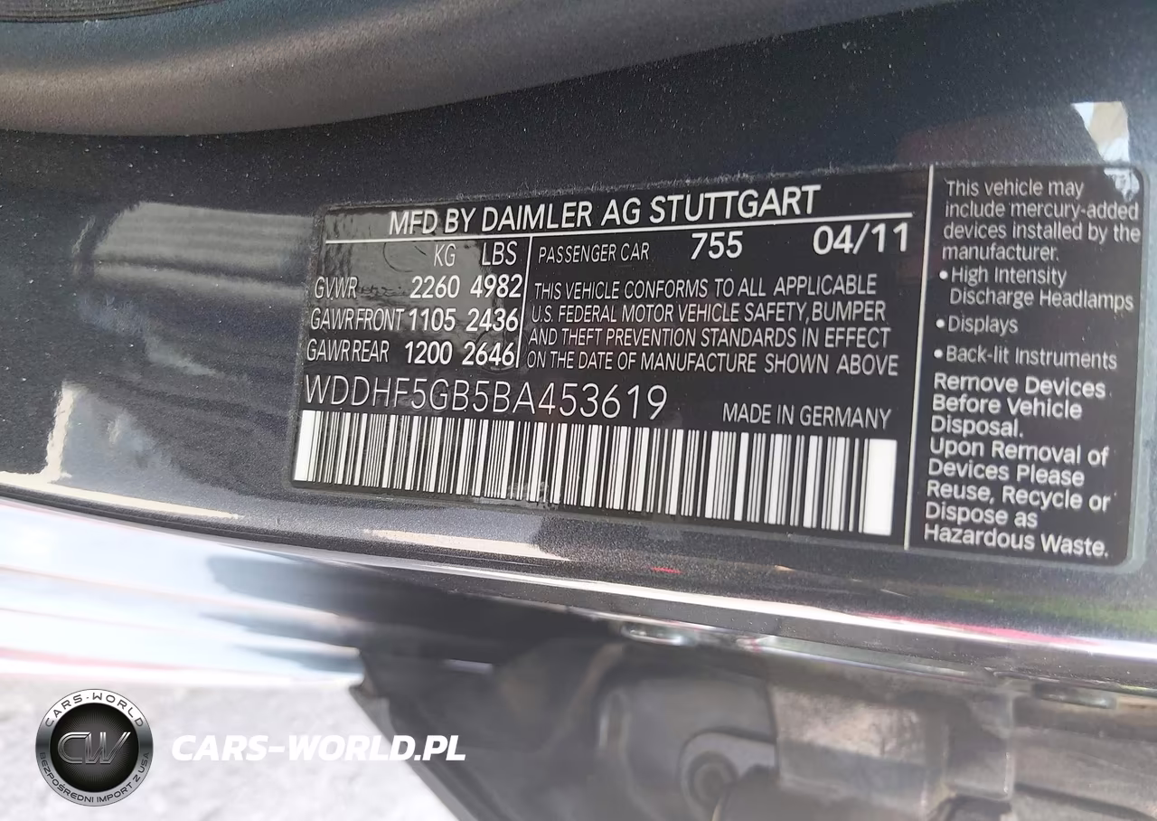 2011 Mercedes-Benz E 350 VIN:WDDHF5GB5BA453619 - 9