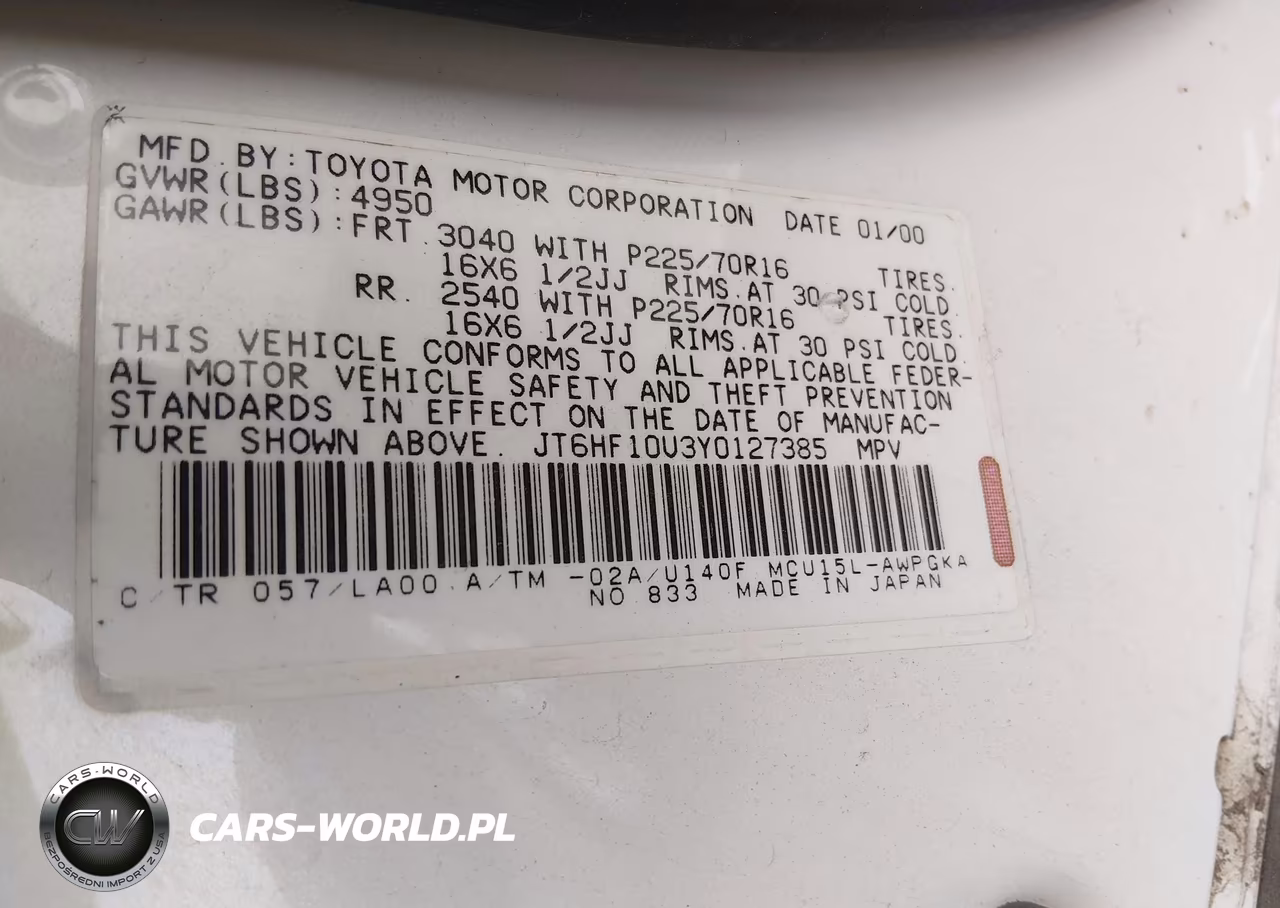2000 Lexus Rx 300 VIN:JT6HF10U3Y0127385 - 9