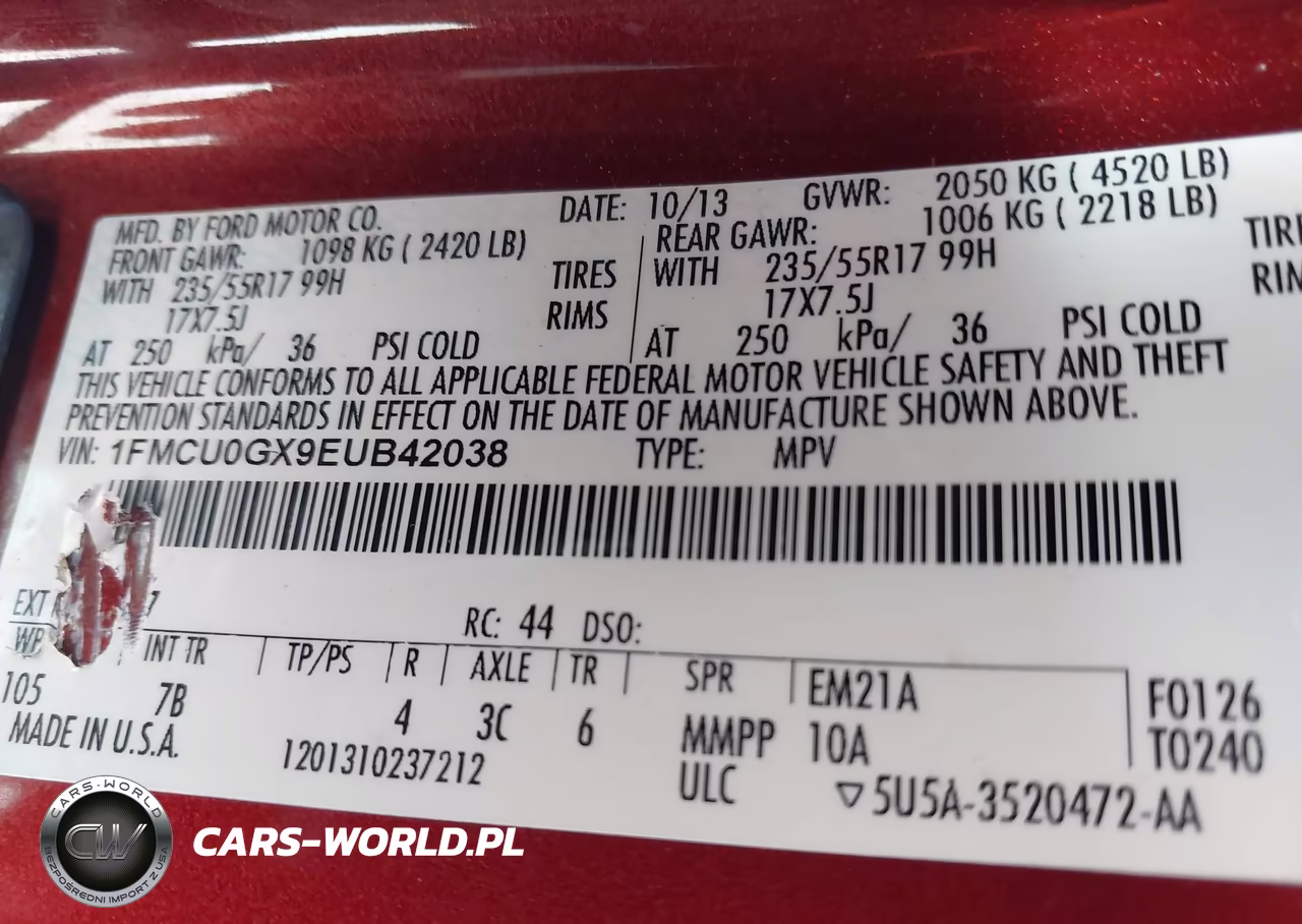 2014 Ford Escape Se VIN:1FMCU0GX9EUB42038 - 9