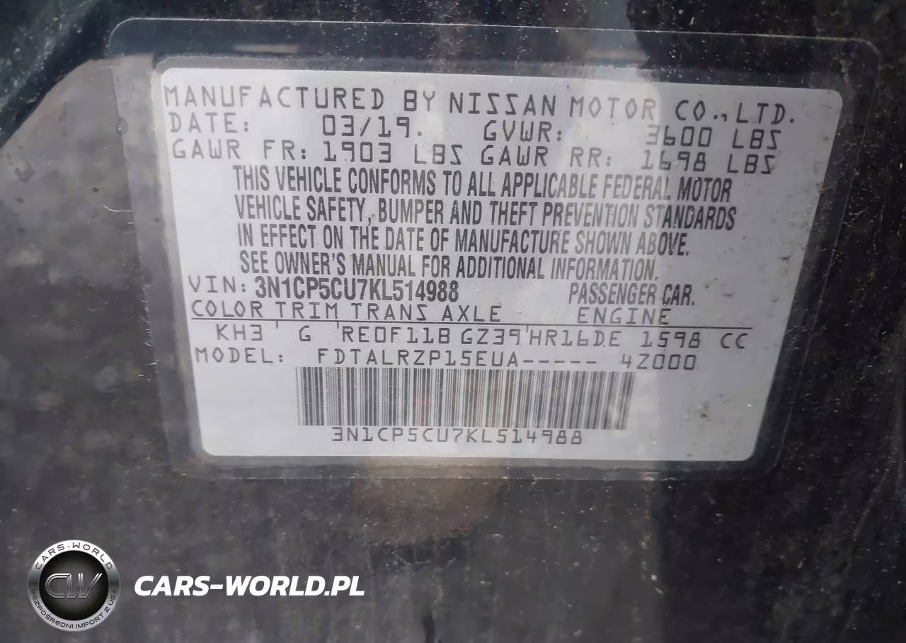 2019 Nissan Kicks S VIN:3N1CP5CU7KL514988 - 9