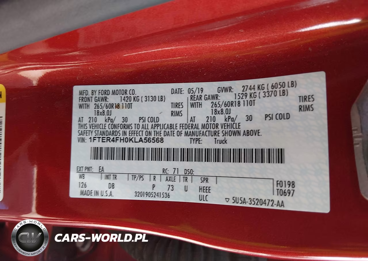2019 Ford Ranger Lariat VIN:1FTER4FH0KLA56568 - 9