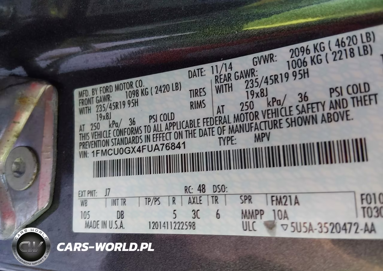 2015 Ford Escape Se VIN:1FMCU0GX4FUA76841 - 9