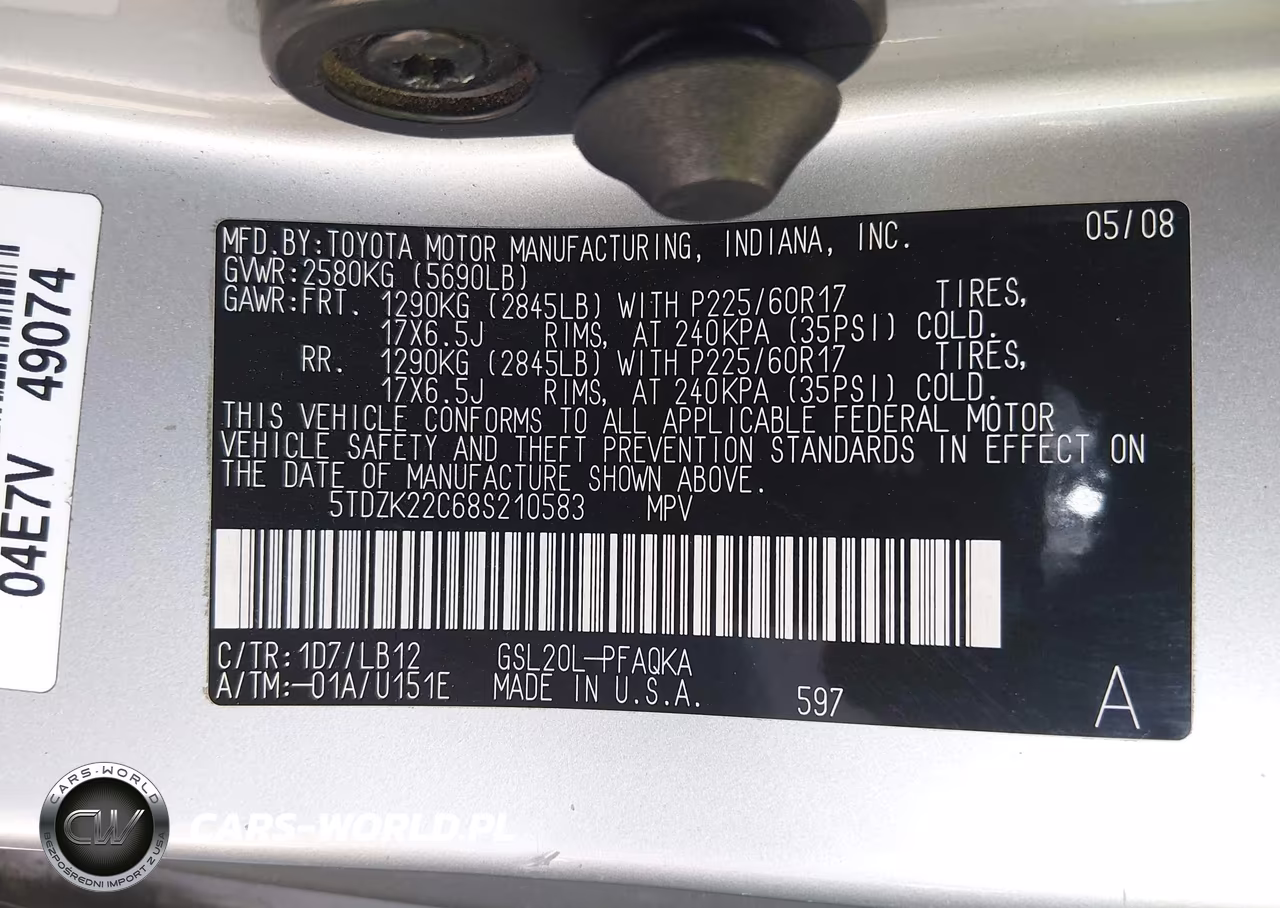2008 Toyota Sienna Limited VIN:5TDZK22C68S210583 - 9