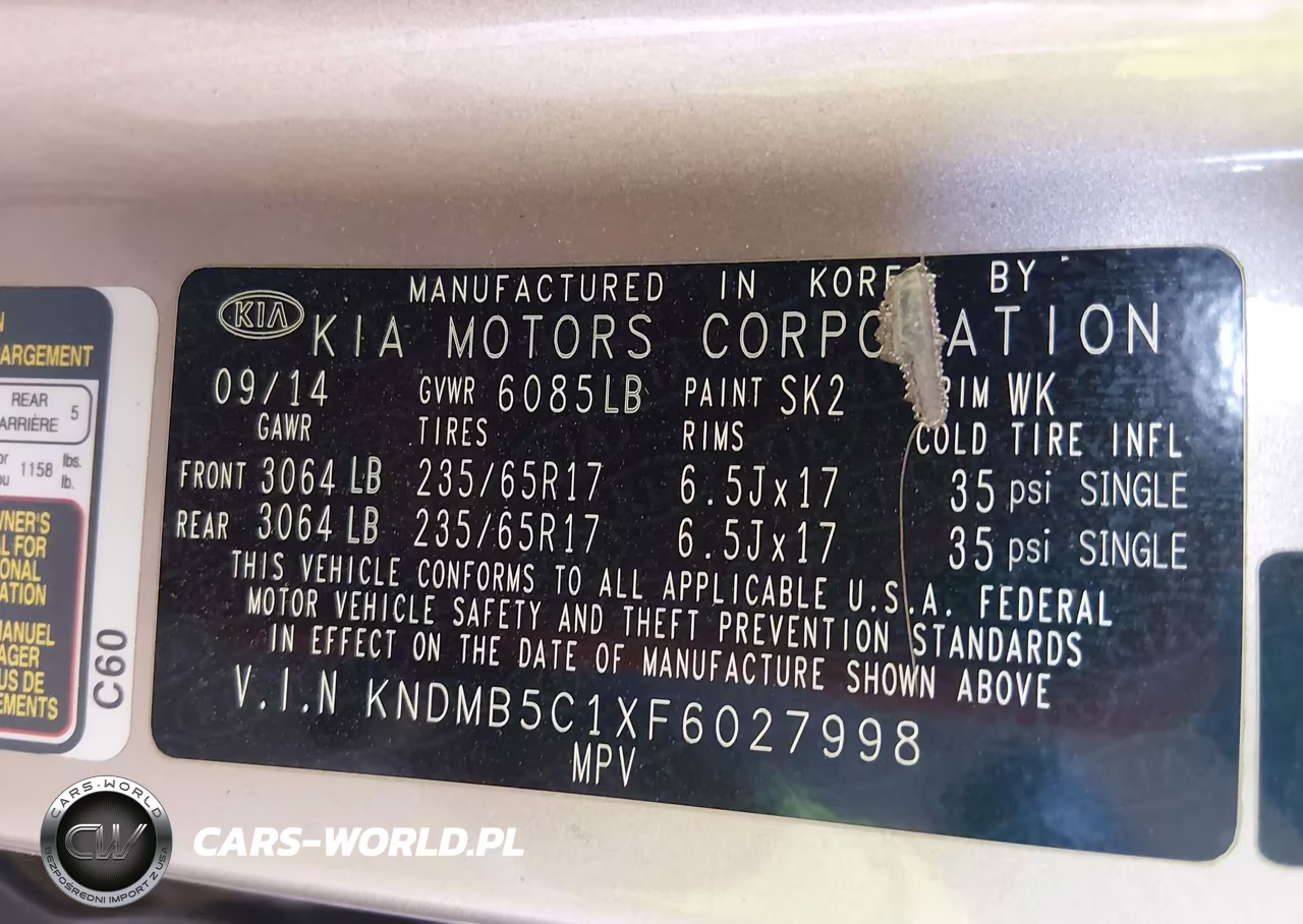 2015 Kia Sedona Lx VIN:KNDMB5C1XF6027998 - 9