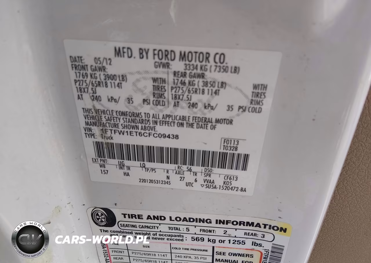 2012 Ford F-150 Lariat VIN:1FTFW1ET6CFC09438 - 9