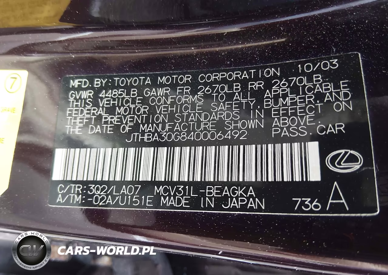 2004 Lexus Es 330 VIN:JTHBA30G840006492 - 9