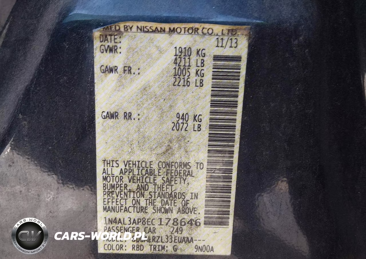2014 Nissan Altima 2.5 S VIN:1N4AL3AP8EC178646 - 9