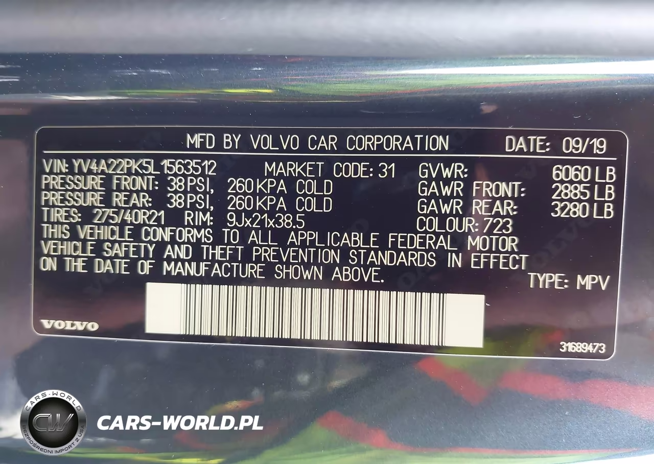 2020 Volvo Xc90 T6 Momentum 7 Passenger VIN:YV4A22PK5L1563512 - 9
