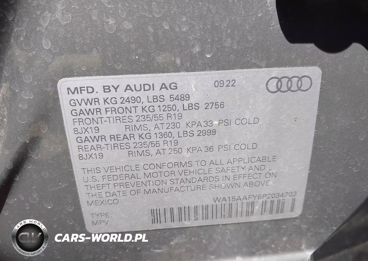 2023 Audi Q5 Sportback Premium Plus 45 Tfsi S Line Quattro S Tronic VIN:WA15AAFY6P2034703 - 9
