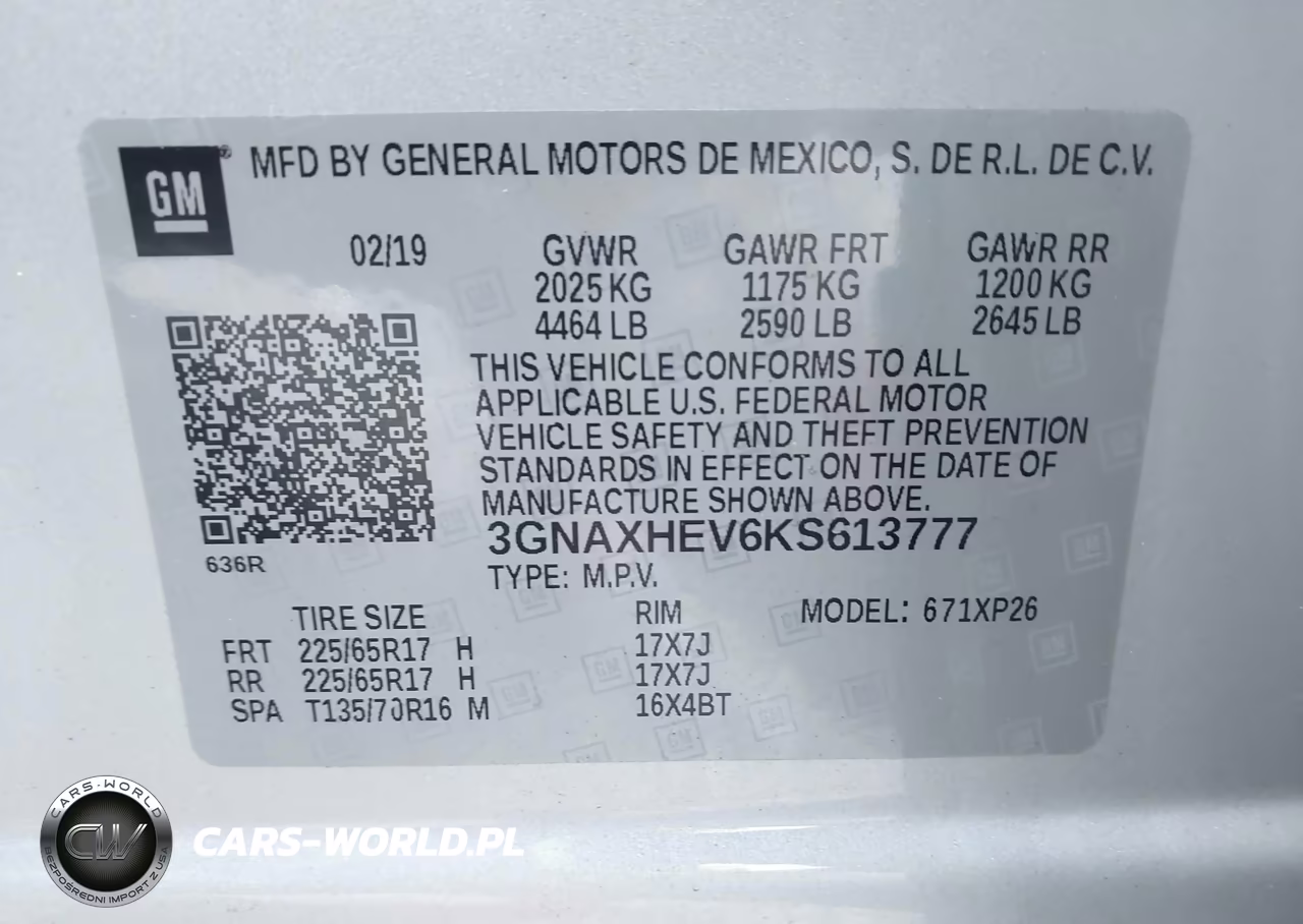 2019 Chevrolet Equinox Ls VIN:3GNAXHEV6KS613777 - 9