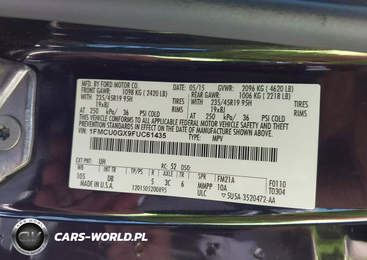 2015 Ford Escape Se VIN:1FMCU0GX9FUC61435 - 9