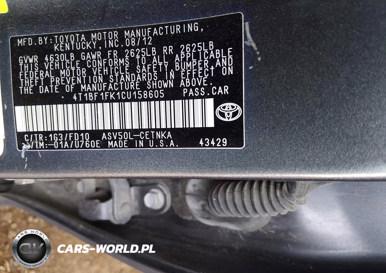 2012 Toyota Camry Le VIN:4T1BF1FK1CU158605 - 9