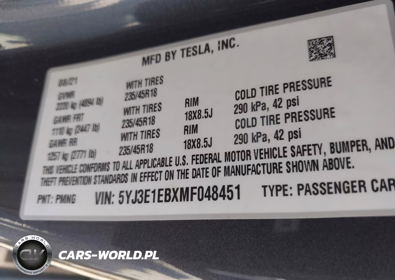 2021 Tesla Model 3 Long Range Dual Motor All-Wheel Drive VIN:5YJ3E1EBXMF048451 - 8