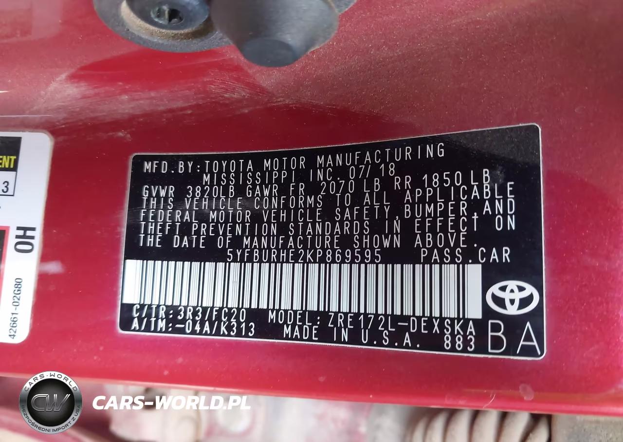 2019 Toyota Corolla Se VIN:5YFBURHE2KP869595 - 9