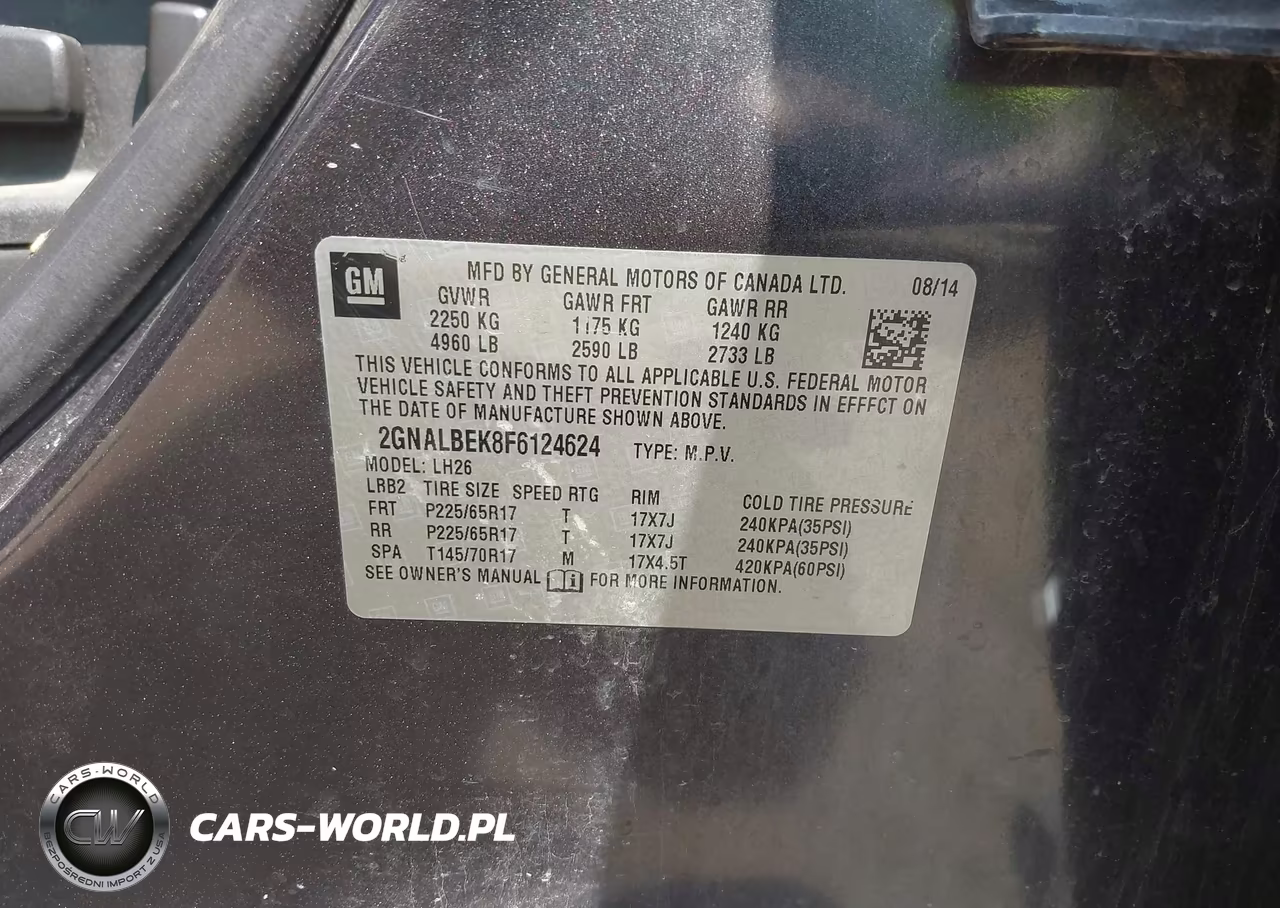 2015 Chevrolet Equinox Lt VIN:2GNALBEK8F6124624 - 9