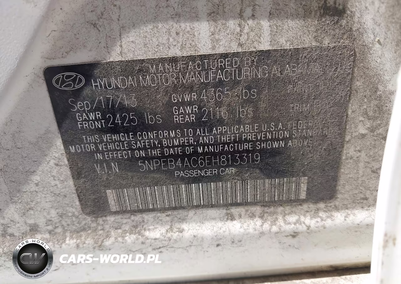 2014 Hyundai Sonata Gls VIN:5NPEB4AC6EH813319 - 9