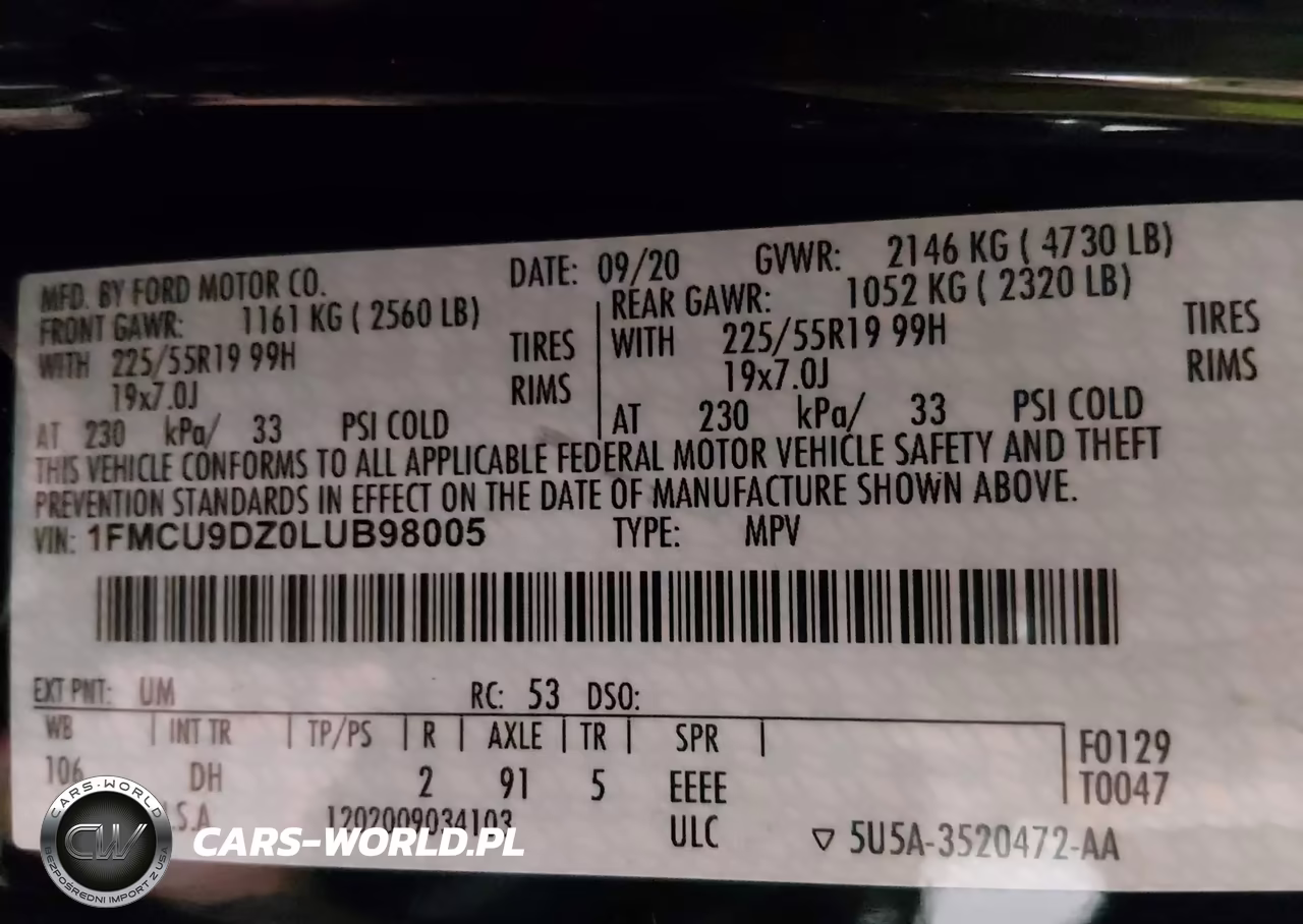 2020 Ford Escape Titanium Hybrid VIN:1FMCU9DZ0LUB98005 - 9
