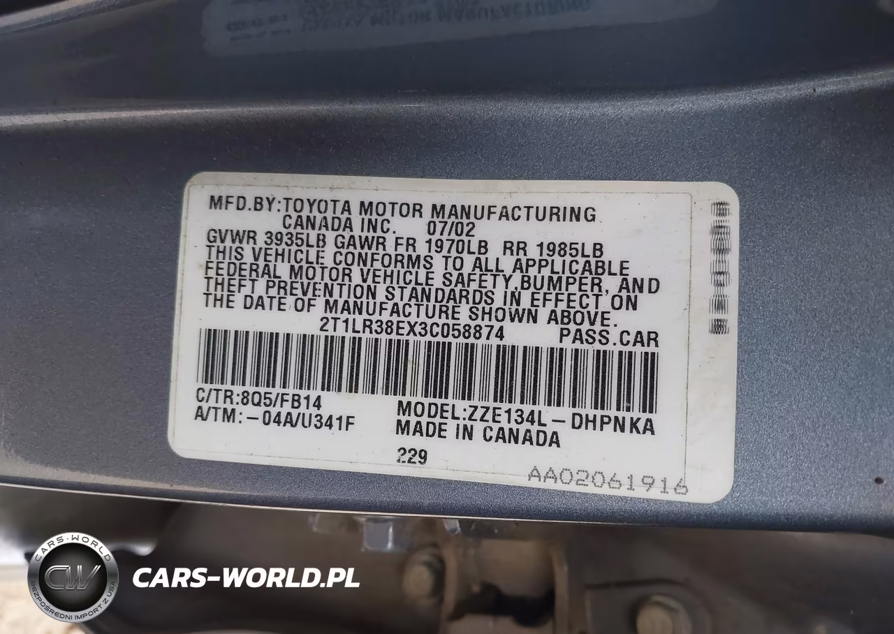 2003 Toyota Matrix Xr VIN:2T1LR38EX3C058874 - 9