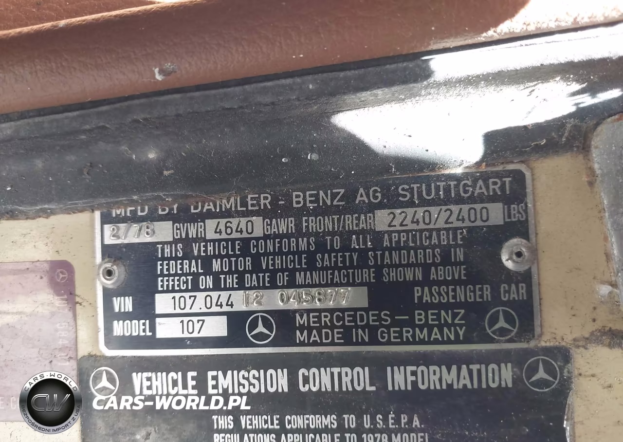 1978 Mercedes-Benz Sl-Class VIN:10704412045877 - 9