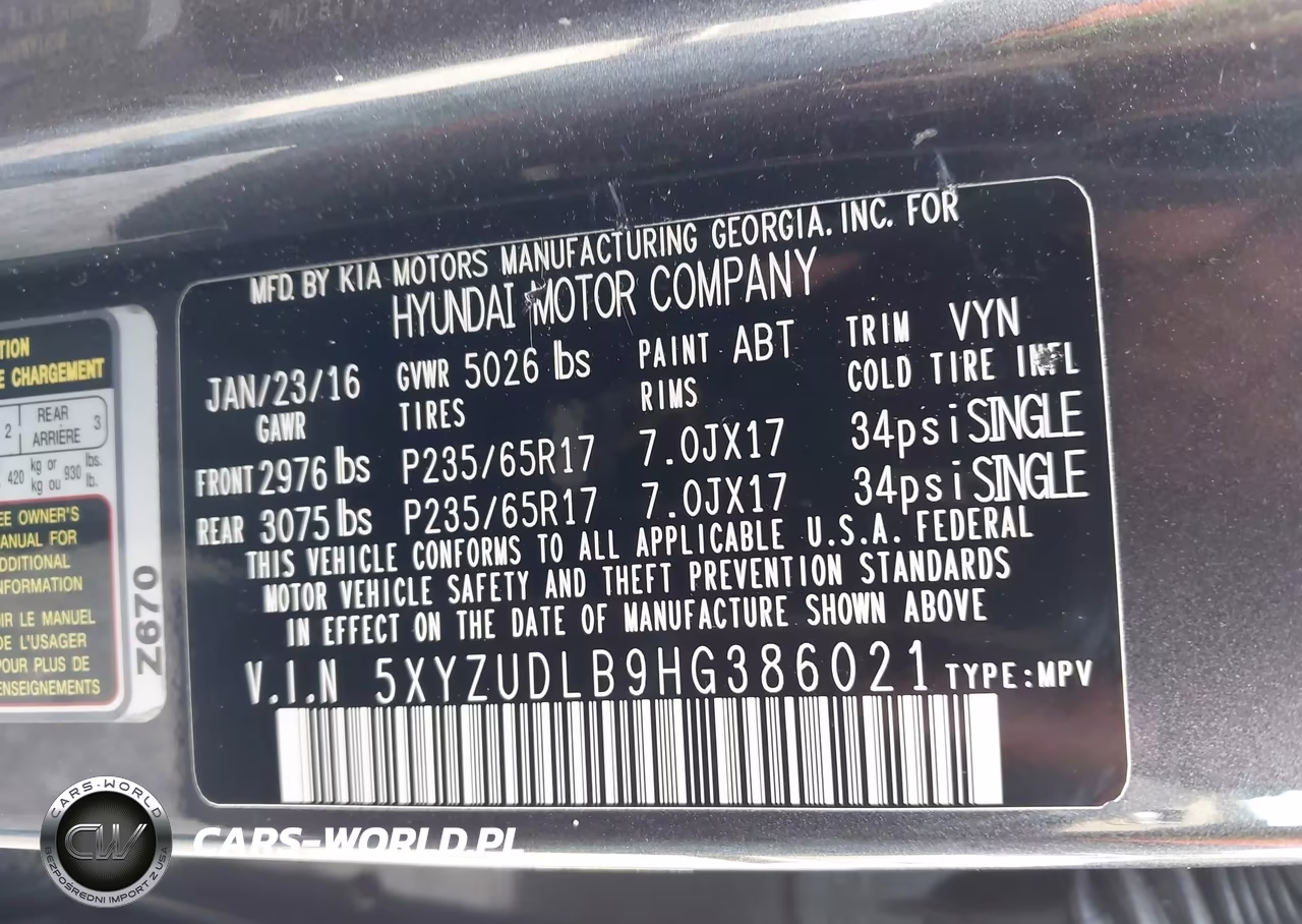 2017 Hyundai Santa Fe Sport 2.4L VIN:5XYZUDLB9HG386021 - 9