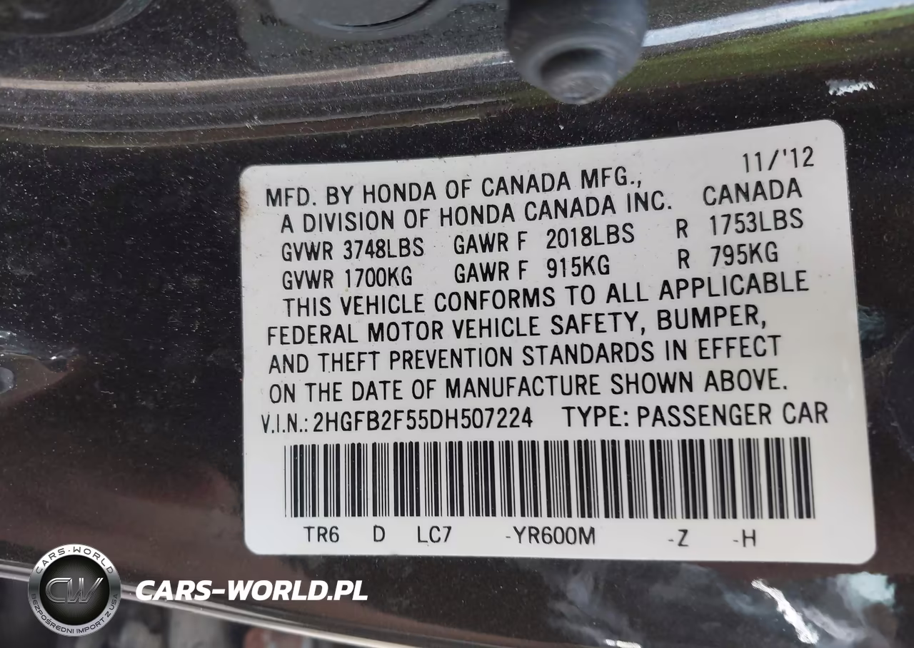 2013 Honda Civic Lx VIN:2HGFB2F55DH507224 - 9