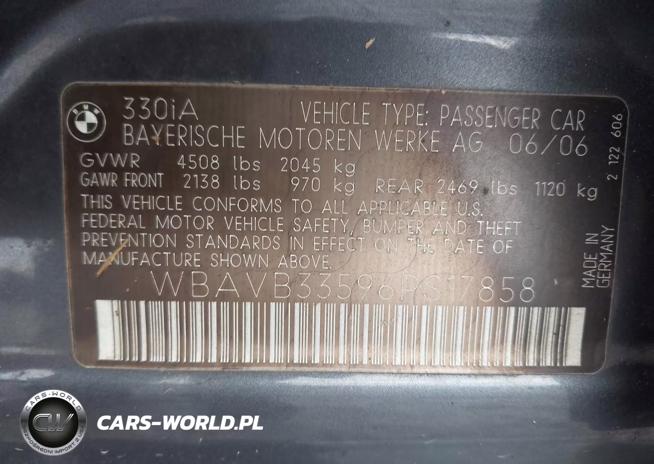 2006 BMW 330I VIN:WBAVB33596PS17858 - 9