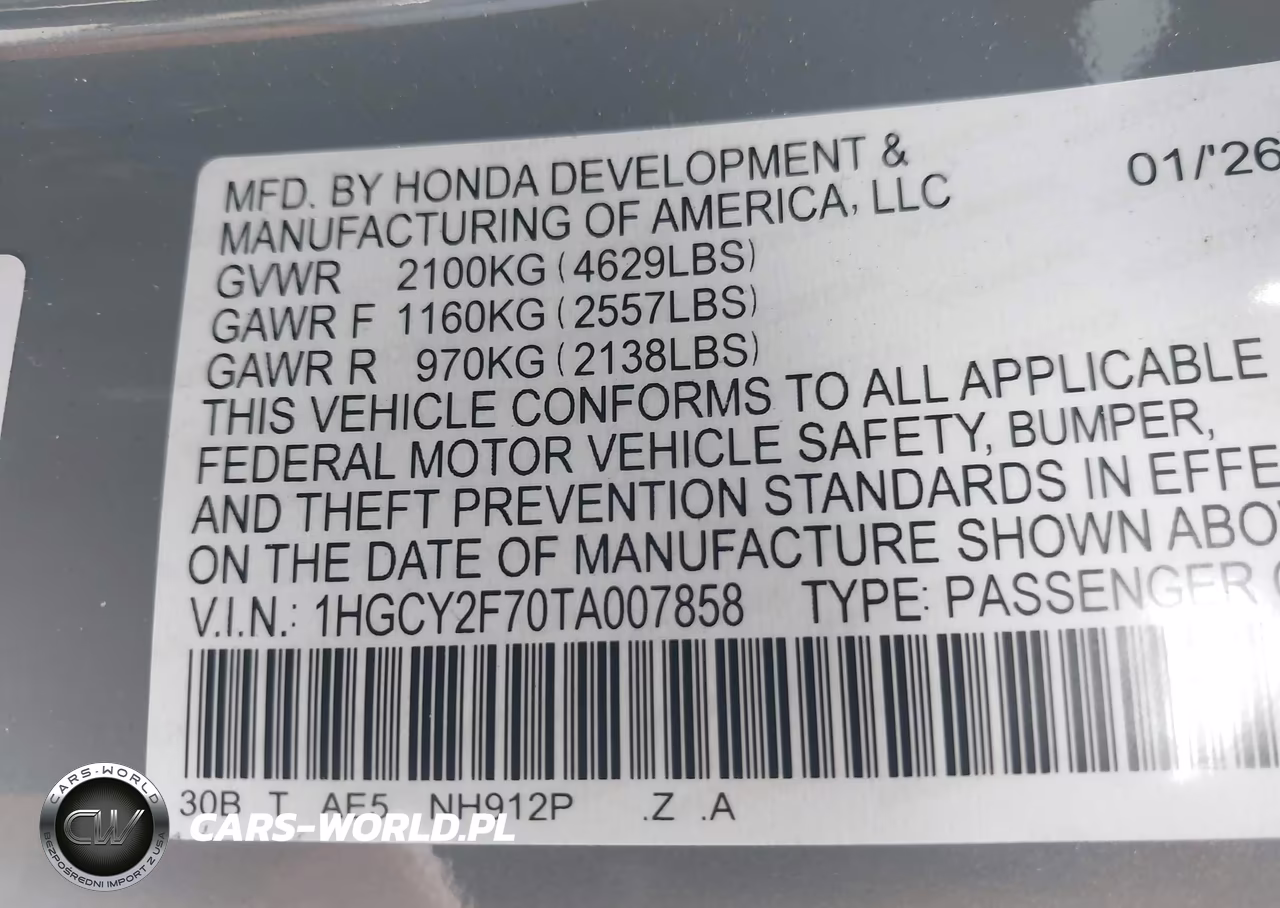 2026 Honda Accord Hybrid Sport-L VIN:1HGCY2F70TA007858 - 9