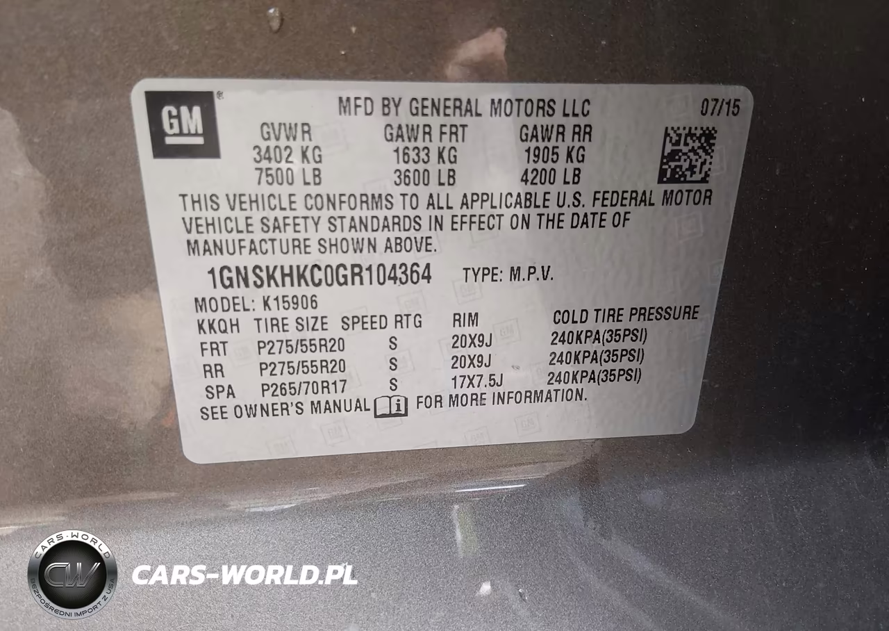 2016 Chevrolet Suburban Lt VIN:1GNSKHKC0GR104364 - 9