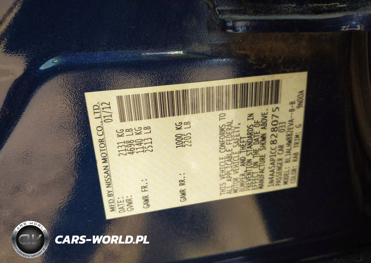 2012 Nissan Maxima 3.5 Sv VIN:1N4AA5AP1CC828075 - 9