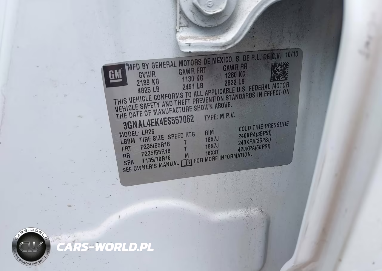 2014 Chevrolet Captiva Sport Ltz VIN:3GNAL4EK4ES557062 - 9