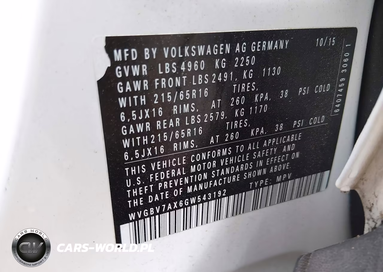 2016 Volkswagen Tiguan S VIN:WVGBV7AX6GW543192 - 9