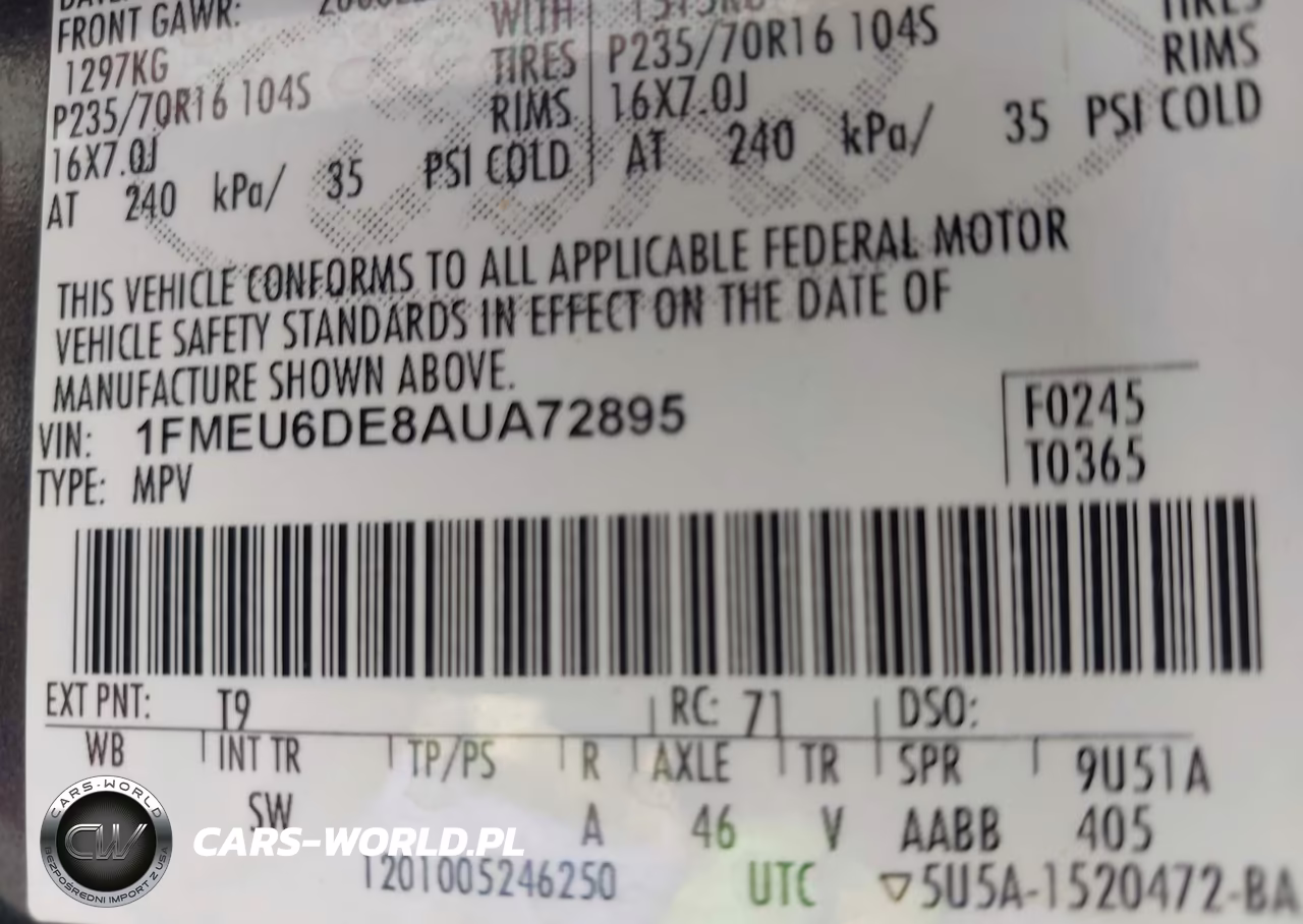 2010 Ford Explorer Xlt VIN:1FMEU6DE8AUA72895 - 9