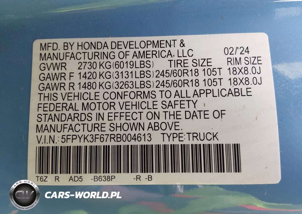 2024 Honda Ridgeline Trailsport VIN:5FPYK3F67RB004613 - 9