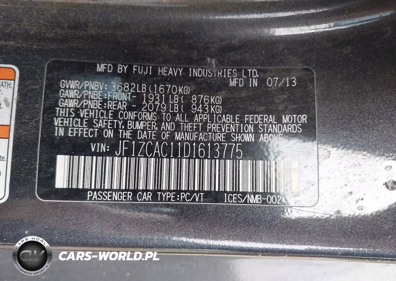 2013 Subaru Brz Limited VIN:JF1ZCAC11D1613775 - 9