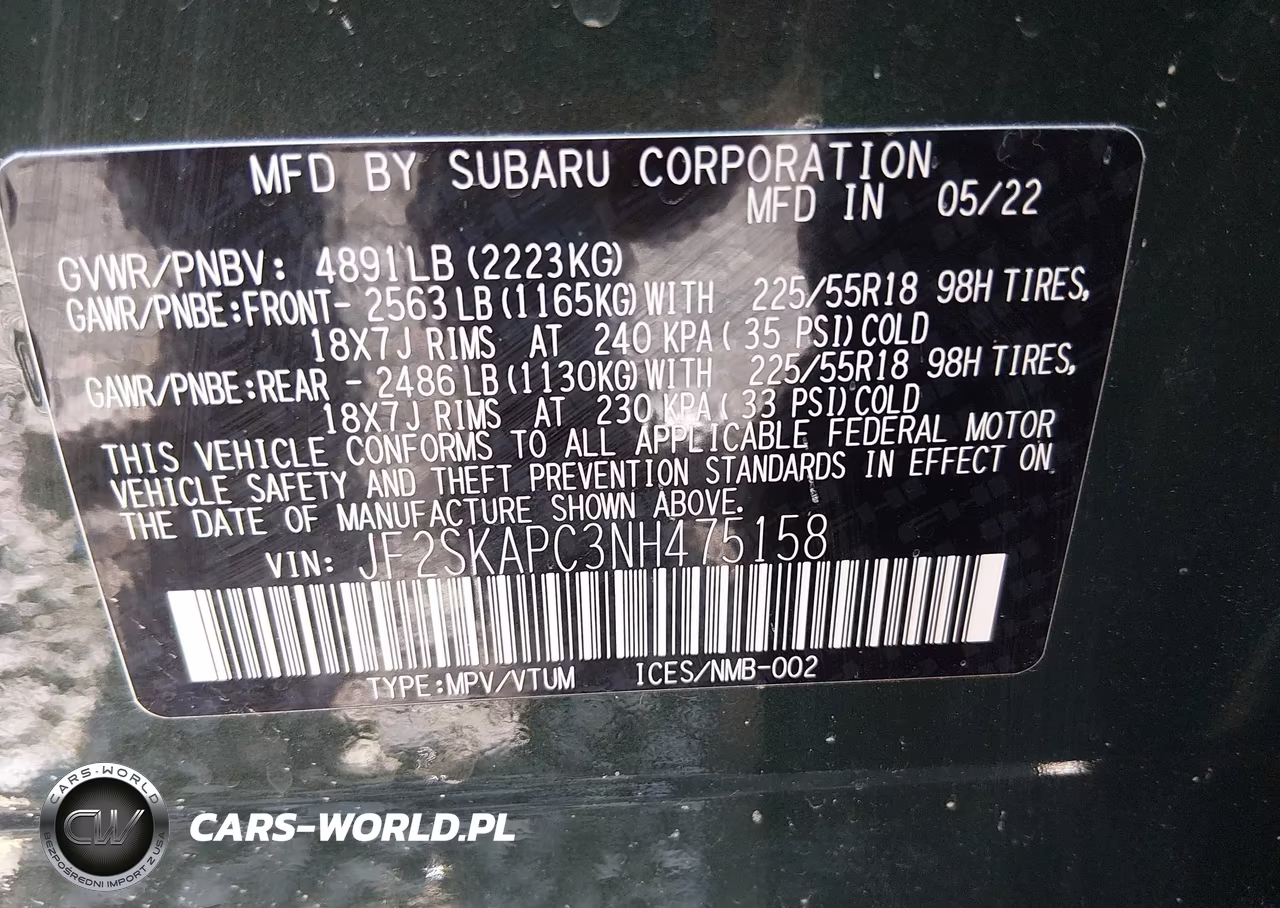 2022 Subaru Forester Limited VIN:JF2SKAPC3NH475158 - 9