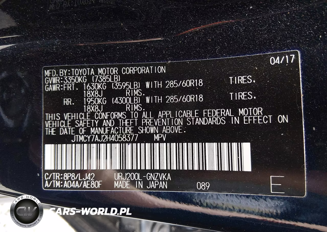 2017 Toyota Land Cruiser V8 VIN:JTMCY7AJ2H4058377 - 9