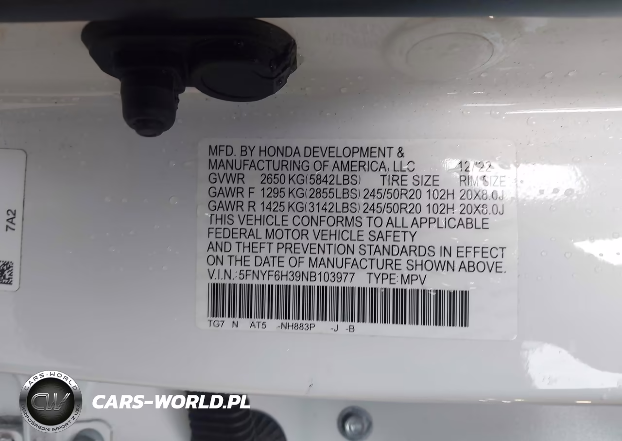 2022 Honda Pilot Awd Sport VIN:5FNYF6H39NB103977 - 9
