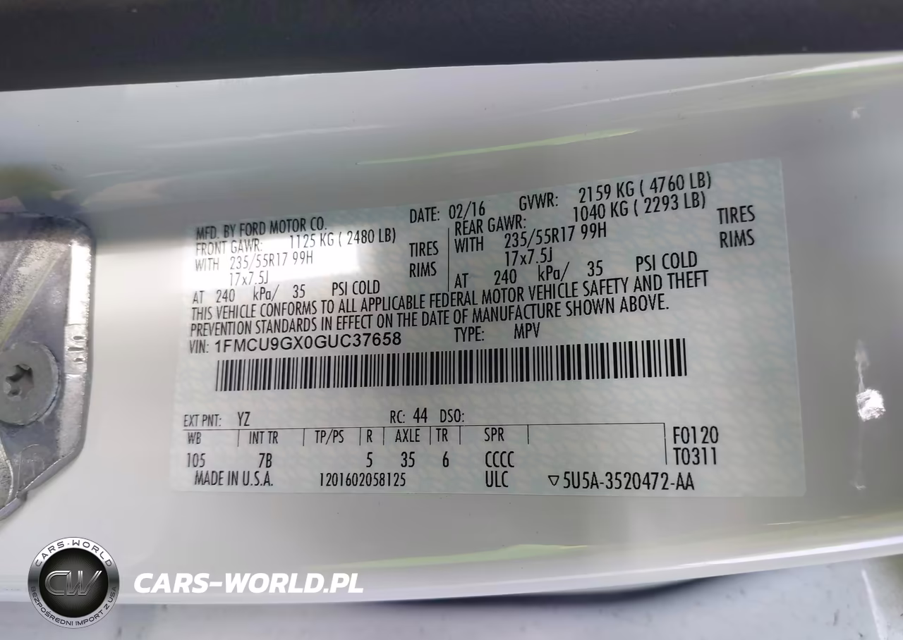 2016 Ford Escape Se VIN:1FMCU9GX0GUC37658 - 9