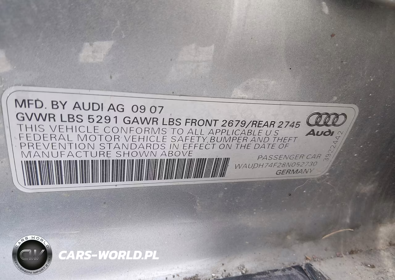 2008 Audi A6 3.2 VIN:WAUDH74F28N052730 - 9
