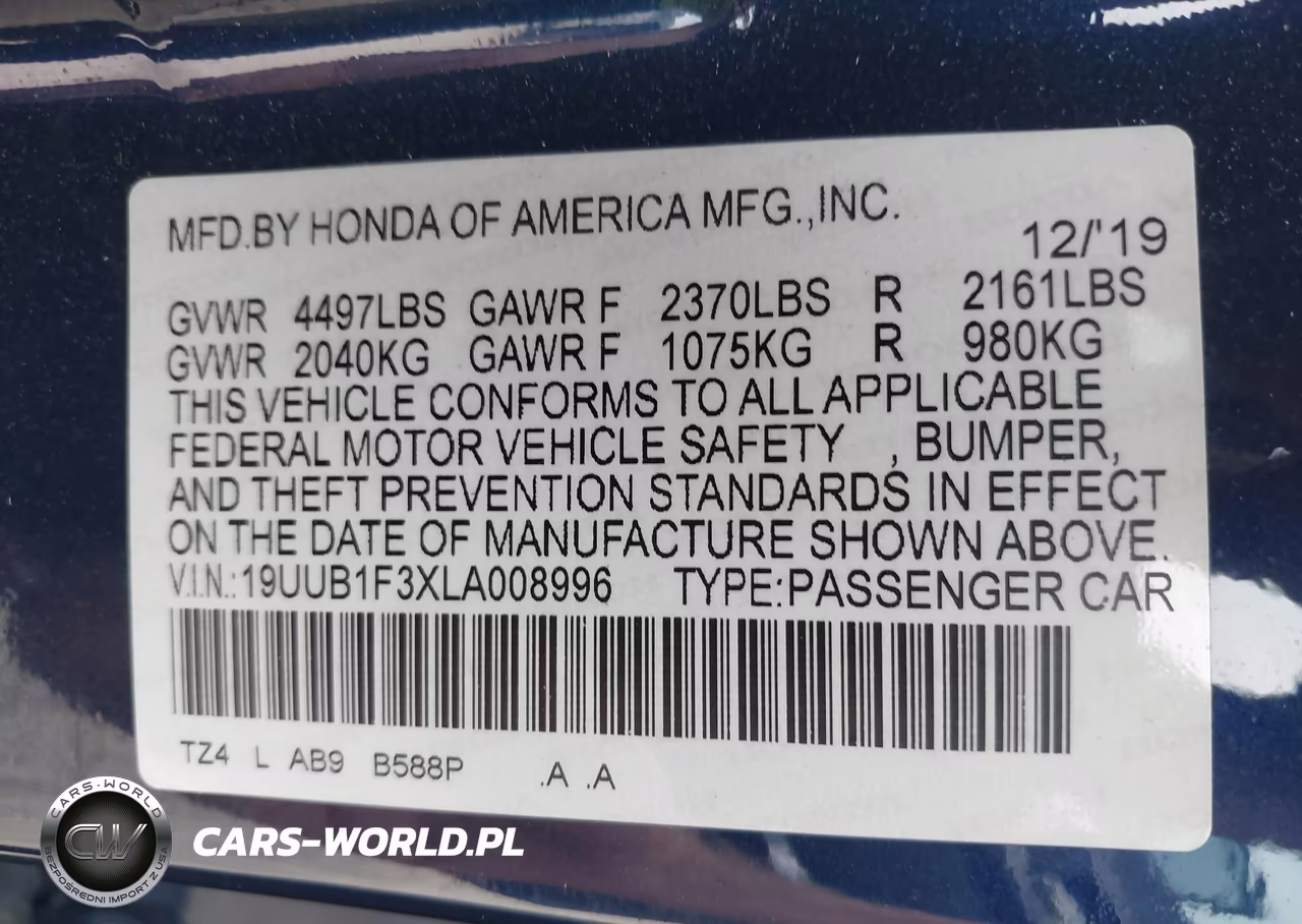 2020 Acura Tlx Standard VIN:19UUB1F3XLA008996 - 9