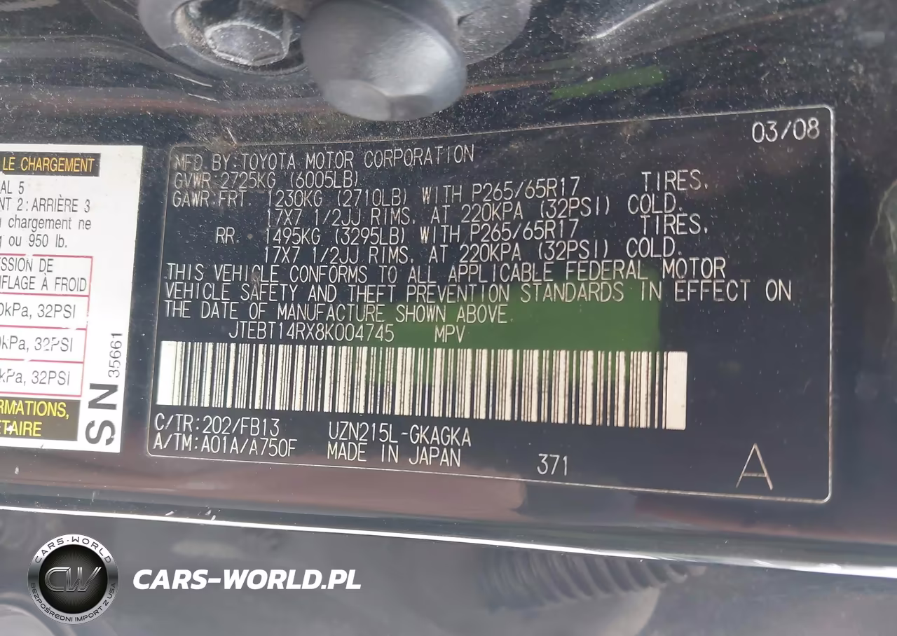 2008 Toyota 4Runner Sport V8 VIN:JTEBT14RX8K004745 - 9