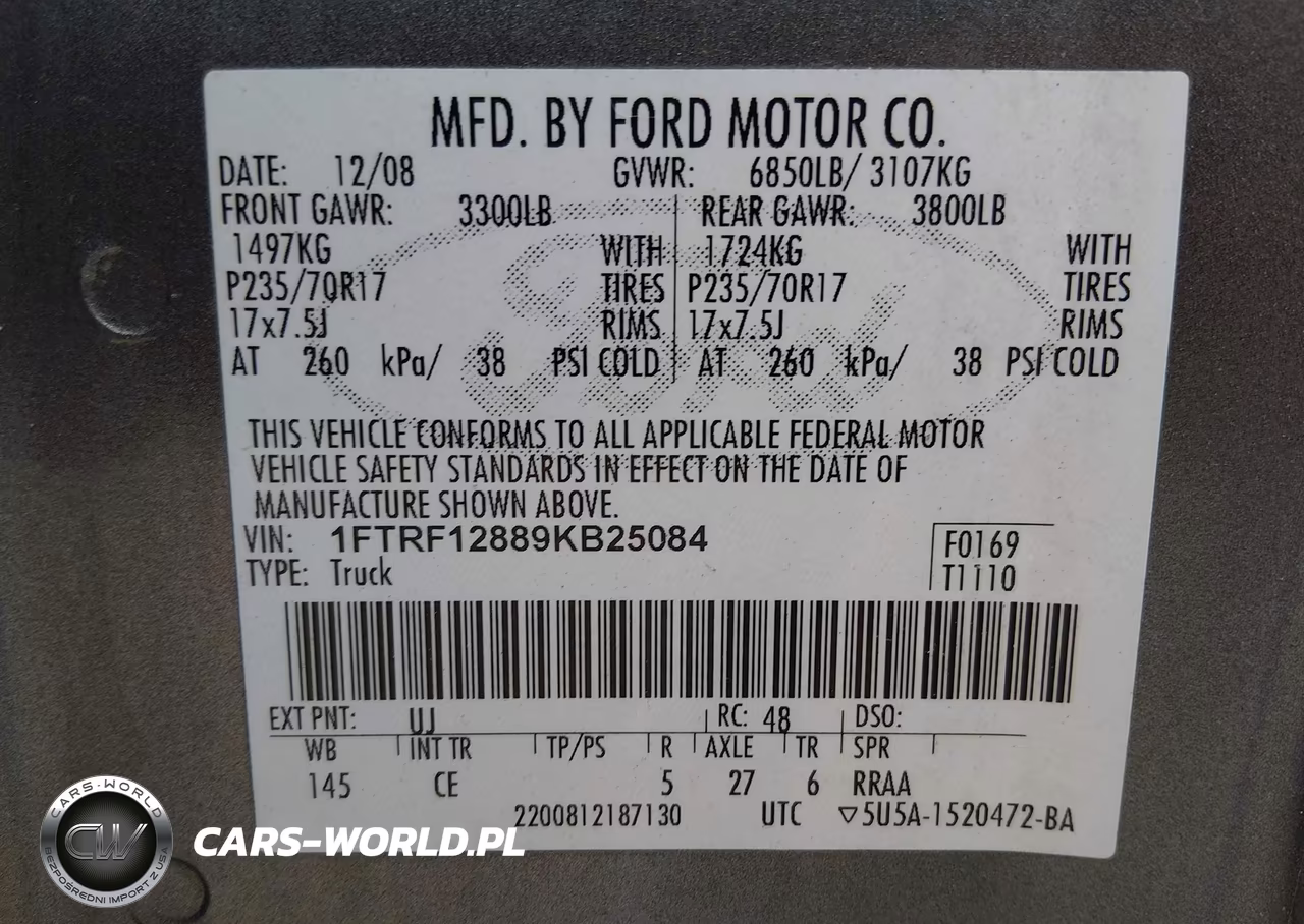 2009 Ford F-150 Xl-Xlt VIN:1FTRF12889KB25084 - 9