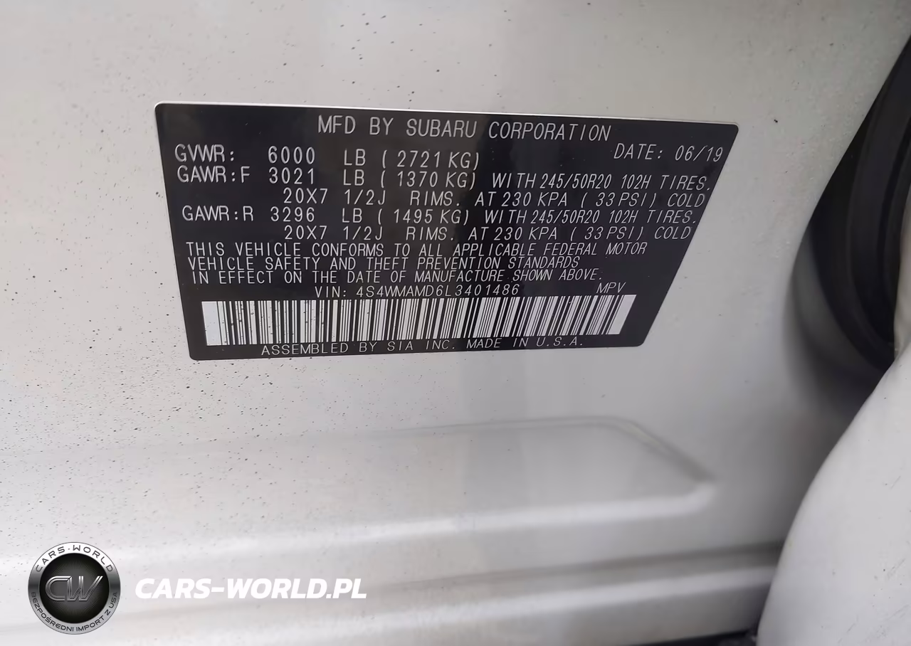 2020 Subaru Ascent Limited VIN:4S4WMAMD6L3401486 - 9