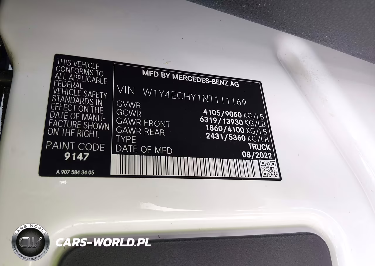 2022 Mercedes-Benz Sprinter 2500 High Roof V6 VIN:W1Y4ECHY1NT111169 - 9