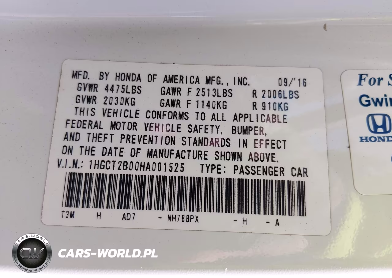 2017 Honda Accord Touring V6 VIN:1HGCT2B00HA001525 - 9
